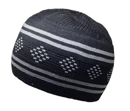 Set 4 Kufi Hat for Men Muslim AMN-225 Beanie Skull Cap Islam Taqiyah Takke Gift - color: Color Set 7