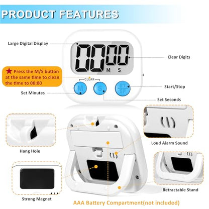 ZILLEEN Classroom Timer for Kids Teachers 2 Pack Digital Timers, White - color: White & White