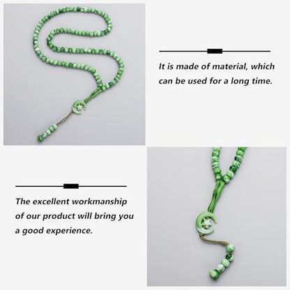 2 Pack Prayer Beads, Muslim Tasbih 99 Beads Allah & Muhammad Islamic Prayer Rosary Muslim Islam Misbaha Tasbeeh 99 Necklace for Men and Women(Green) - color: Green