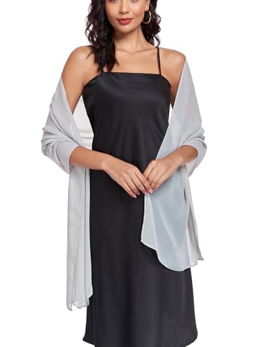 Shawls and Wraps Soft Chiffon Scarve Scarf For Evening Party Dresses Wedding Stole - color: Silver