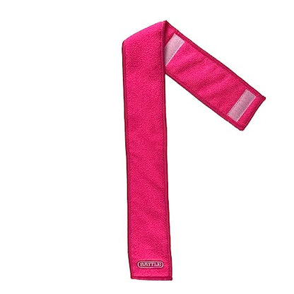 Battle Premium Football Streamer Towel, Pink | Light thin and quick-drying, attaches to your belt with hook-and-loop fastener, ultra-absorbent waffle fabric, stays put - color: Pink