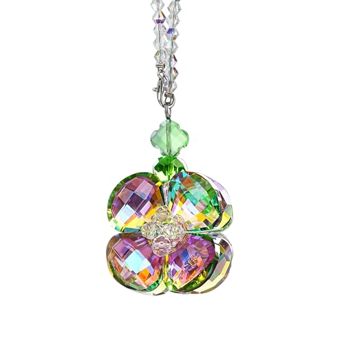 Crystal Four Leaf Clover Car Rear View Mirror Pendant Hanging Ornament - color: Four Leaf