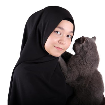 MuLanLegend Mu Lan Song Hijab | Large Non-See-Through Muslimah Headscarf Wrap | Non-Slip Women Scarf | Flowy and Drapey - color: Black