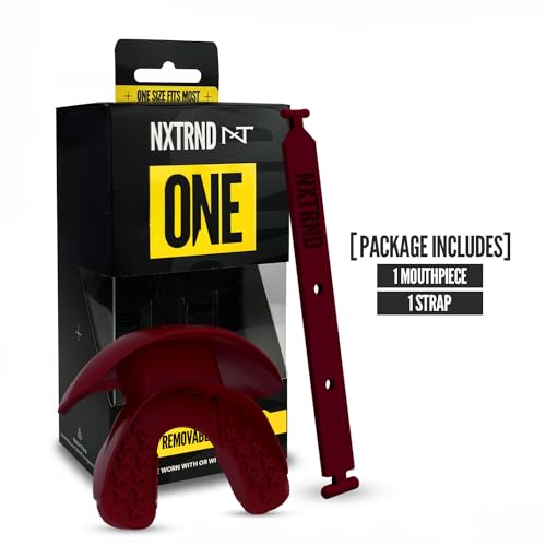 Nxtrnd One Football Mouth Guard, Strap Included, Fits Adult & Youth (Maroon) - color: Maroon