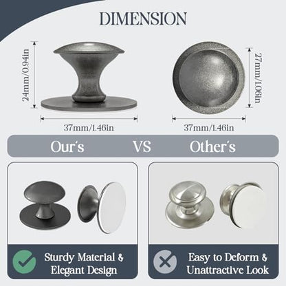 Adhesive Cabinet Knobs 4pcs Grey Self-Stick Knobs Drill Free Dresser Drawer Pulls Stainless Steel Stick On Handles for Medicine Cabinets Drawer Cupboards Glass Sliding Door Terrarium Lid - color: Gray