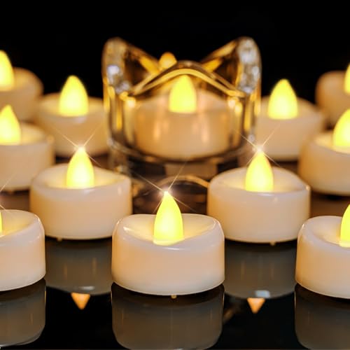 merrynights 12 Pack Tea Lights Candles Battery Operated, Warm Yellow Light - color: Warm Yellow, size: 12-Pack