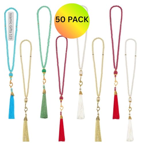 Tasbih Prayer Beads 99, Pack of 10, Muslim Prayer Beads, Islamic Praying Bead, Muslim Rosary Bead Necklace, Dhikr,Tasbeeh Bulk,Misbaha, Masbaha, Tespih,Bracelet Ramadan Gifts Eid gifts Islamic Gift - color: Mix 50