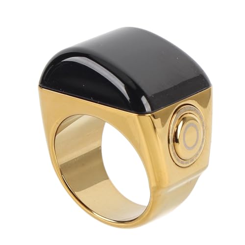 Smart Ring Counter Zinc Alloy Smart Tasbih Ring IP67 Digital Rechargeable Finger Counter Prayer Time Reminder Unisex (20mm) - size: 20mm