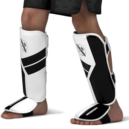 Hayabusa S4 Kids Shin Guards, Muay Thai, MMA, Kickboxing, Martial Arts - color: White, size: Large-X-Large