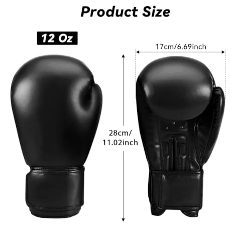 Boxing Gloves for Men and Women,PU Leather Breathable Pro Training Gloves,Hook and Loop Closure Boxing Training Gloves for Sparring MMA Kickboxing Muay Thai - size: 12 oz