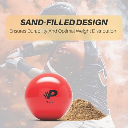 Simple Plyometric Weighted Ball | Baseball & Softball Training Ball | Arm Strength & Pitching | Durable PVC Shell with Sand Fill - size: 7oz