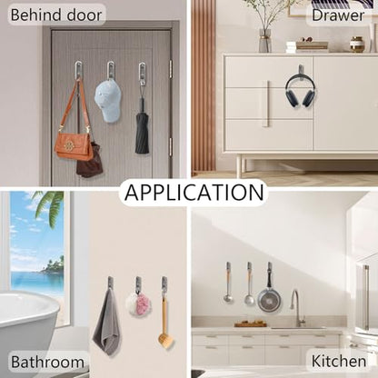 4PCS Foldable Wall Hooks, Heavy Duty Zinc Alloy Folding Wall Hooks, Folding Coat Hooks Wall Mount Bathroom Foldable Towel Hooks for Hanging Clothes, Bags, Hats, Bathrobes, Keys and Kitchen (Silver) - color: Silver, size: 4 Hooks