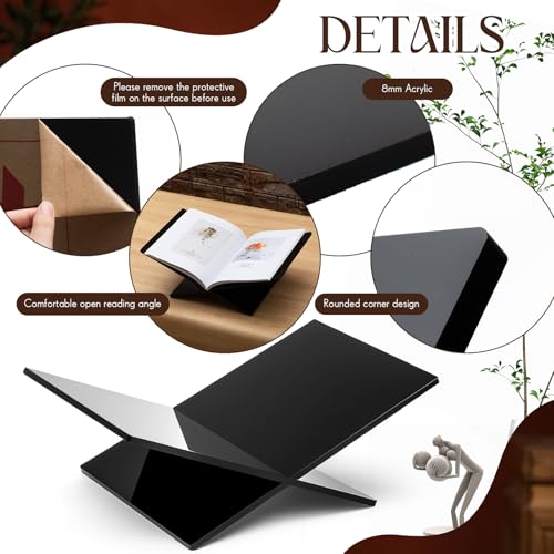 Large Acrylic Book Stands 15.8" x 9.5" x 5.4" Thicken Book Holder for Display Reading Open Coffee Table Stand for Cookbooks, Bible, Quran, Art, Magazines(Black) - color: Black
