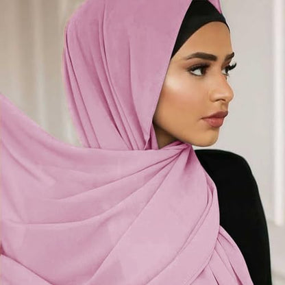 Hijab Scarf for Women Soft Cotton Muslim Jersey Hijab Head Wrap Scarves Fashion Long Scarf Shawls - color: Pink