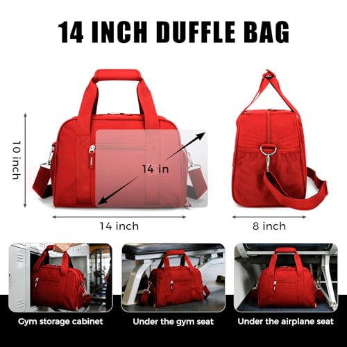 SeaRock 14 inch Small Gym Bag for Men & Women, Mini Duffle Bag with Shoe Compartment, Carry On Duffel Bag for Travel Sports, Red - color: Red