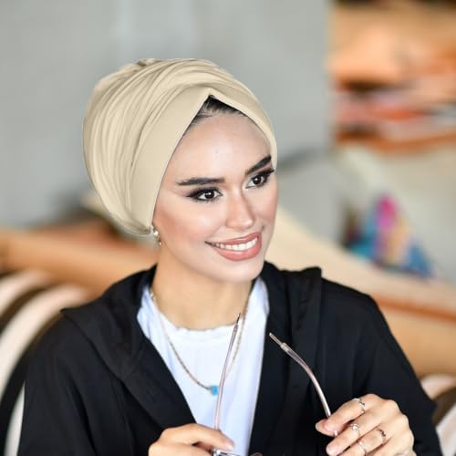 para life Dubai Turbans for Women, Breathable Instant Turban|Std Size Stretchable Cotton|Hijab Cap&Undercap - color: Blonde