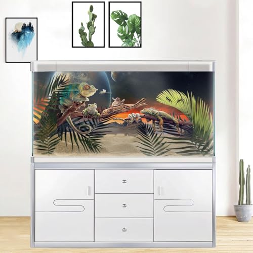 24X16IN Cosmic Aquarium Background, Cool Parallel Space Themed Fish Tank Background, Tropical Desert Terrarium Background with 8 EVA Double-Sided Tape - color: Outer Space, size: 24X16in/60X40cm