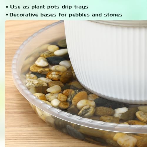 5 Pack 5 Inch Clear Plant Saucers, 5 7 9 11 13 15 Inch Plastic Plant Trays for Flower Pots Plant Drip Water Catcher Tray Indoors Outdoor (5 Inch) - size: 5 Inch