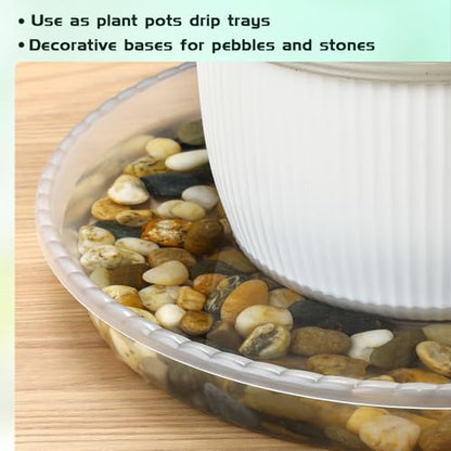 6 Pack 7/9/11 Inch Clear Plant Saucers, Plastic Plant Trays for Flower Pots Plant Drip Water Catcher Tray Indoors Outdoor (7 9 11 Inch) - size: 7911inch