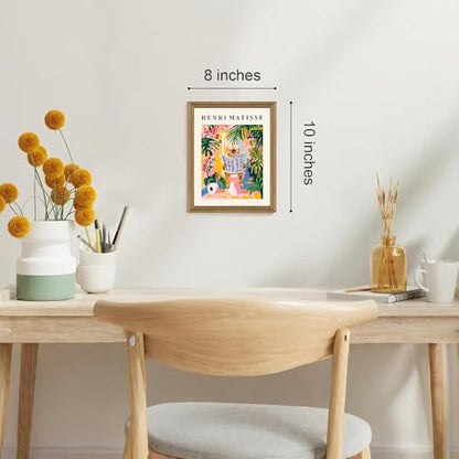 ICHZUMW Framed Funny Tabby Cat Matisse Canvas Bathroom Wall Art, 8x10 In - color: Matisse Reader, size: 10"L x 8"W