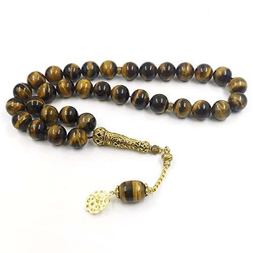 Tasbih Natural Big Size Tiger Eye 33 45 66 99 Rosary Beads Muslim Luxurious Bracelets Gift Islamic Jewelry (16mm x 33beads) - size: 16mm x 33beads