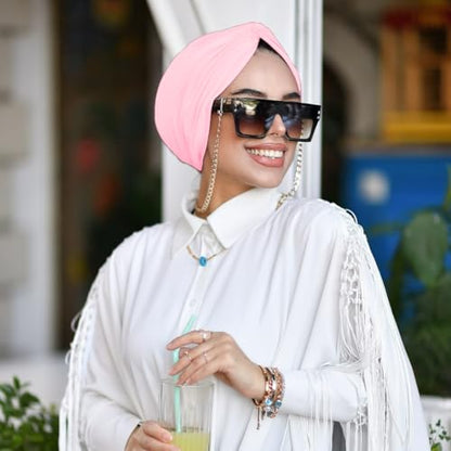 para life Knot Turbans for Women, Breathable Instant Turban|Standard Size Cotton|Pre-tied Scarf, Hijab Cap&Undercap - color: Powder