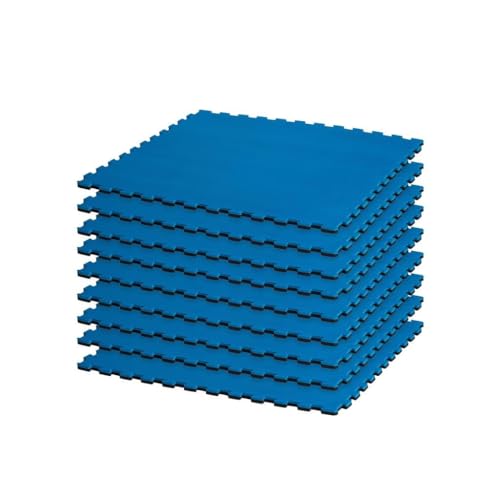 Century Commercial Grade 9 Pack Gym Floor Mats | Reversible Interlocking Foam Floor Tiles | Puzzle Mat Gym Flooring | Foam Rubber Cushioned Padding Play Mat for Home, Wrestling | Blue & Black
