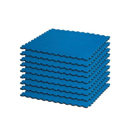 Century Commercial Grade 9 Pack Gym Floor Mats | Reversible Interlocking Foam Floor Tiles | Puzzle Mat Gym Flooring | Foam Rubber Cushioned Padding Play Mat for Home, Wrestling | Blue & Black