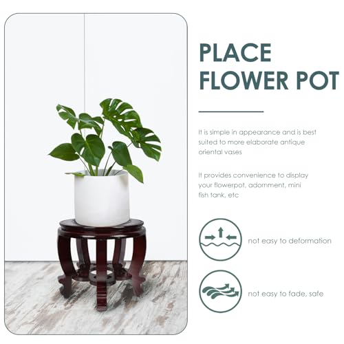 DOITOOL Large Plant Stool Wood Planter Stand Round Wooden Fish Tank Stand Oriental Style Indoor Plant Stand Wooden Display Base