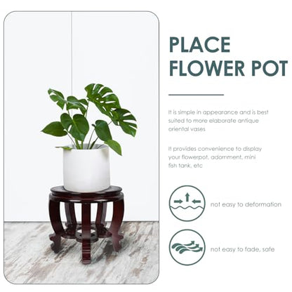 DOITOOL Large Plant Stool Wood Planter Stand Round Wooden Fish Tank Stand Oriental Style Indoor Plant Stand Wooden Display Base