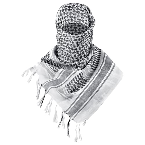 FREE SOLDIER Scarf Military Shemagh Tactical Desert Keffiyeh Head Neck Scarf Arab Wrap with Tassel for Men Women - color: Alabaster White