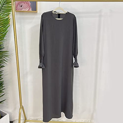 Women Prayer Dress Muslim Ramadan Garment Abaya Dubai Islam Jilbeb Long Dress Without Hijab - color: Dark Grey, size: Large