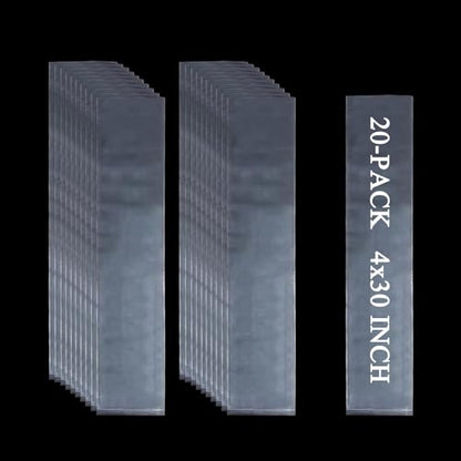 20PCS 4" x 30" Extra Long Clear Plastic Sleeves for Posters and Banners | Heavy Duty, 2 Mil Thick, Flat Open, Long Tube Storage Bags for Packaging Blueprint, Fishing Rods & Large Narrow Items - color: 4" x 30"-20PCS