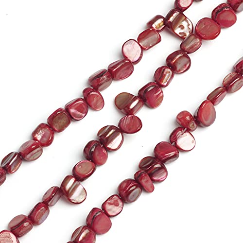 HAAMIIQII 7x8mm Natural Red Sea Shell Irregular Beads for Jewelry Making - color: 7x8mm Irregular Shell
