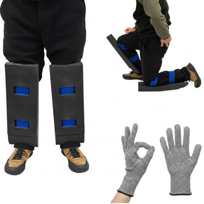 Toe Knee Crawler Knee Pads for Attic Work with Free Gloves – 60° High-Density Foam Shin Protection, Non-Slip Wide Straps, Lightweight Crawling Gear for Construction, Insulation & Flooring