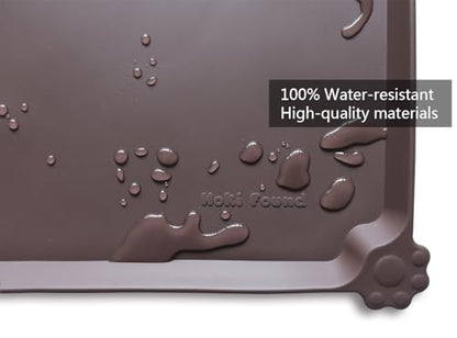 Hoki Found L Silicone Non Slip Pet Dog Cat Bowl Mats - Waterproof Dog Cat Food Mats - Dark Oak - color: Dark Oak, size: 22" x 14"