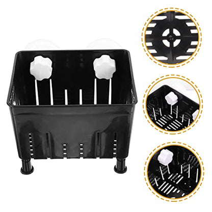 Generic Aquarium Isolation Box Fish Breeding Box for Tortoise Nursery Tank for Baby Fish Observation Window Plastic Rubber Construction - color: Black