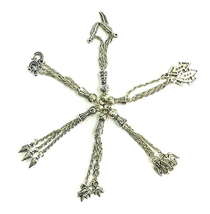 Perlin Silver Metal for Prayer Beads, Set of 5 Tespih Tassel, Tassel, Püskül, Tasbih Tespih Chain, Misbaha Subha Muslim Islamic Rosary Prayer Wor Accessories, 6~7,5 cm