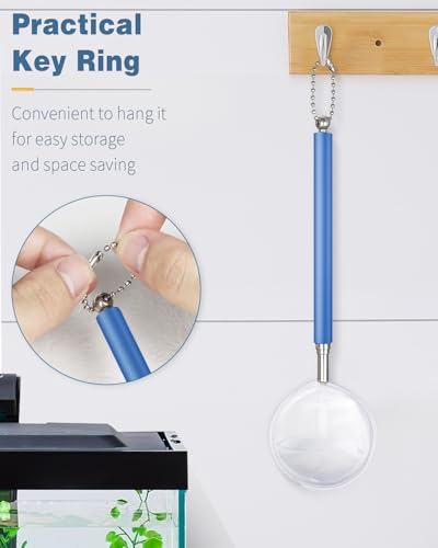 Pawfly Soft Round Aquarium Net, 2 Inch Shrimp Net with Extendable Stainless Steel Handle for Baby Fish, Food Residue Debris - color: Blue Round, size: 2 Inch