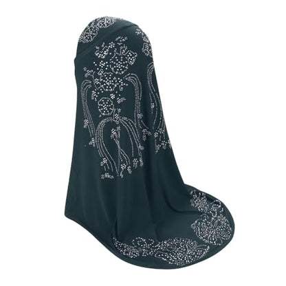 SIQITECHNO Elegant Hijab for Women Muslim Turban Scarf Islamic Headscarf Muslimah Turban Arabian Headwear Eid Scarf Shawl - color: Dark Green