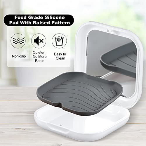 Retainer Case, Slim Aligner Case with Mirror, Compatible with Invisalign, Night Guard and Mouth Guard, Premium Retainer Case, With Aligner Remover Tool, Chew & Brush, White - color: Square: White