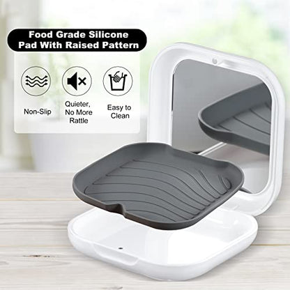 Retainer Case, Slim Aligner Case with Mirror, Compatible with Invisalign, Night Guard and Mouth Guard, Premium Retainer Case, With Aligner Remover Tool, Chew & Brush, White - color: Square: White