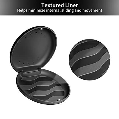 Annhua Denture Case Orthodontic Retainer Case with Vent Holes, Dental Mouthguard Container Retainer Box Slim with Magnetic Closure for Household|Travel|Office - Black - color: Black