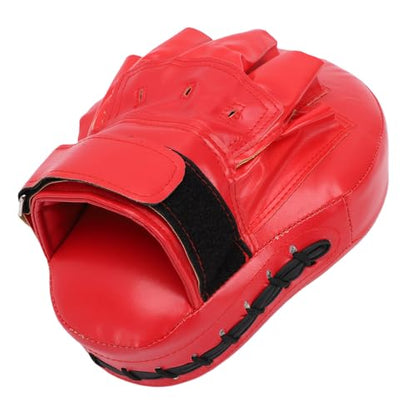 Boxing Curved Focus Punching Mitt PU Leather Boxing Pad with Adjustable Strap for Taekwondo Training - color: Red