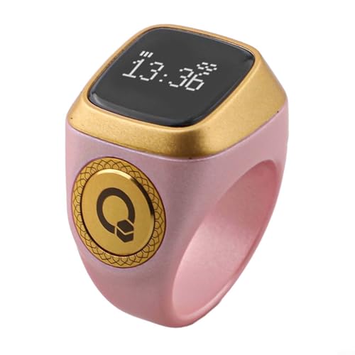 Smart Zikr-Ring For OLED Display Digital Ring Counter, Vibration Reminder For Muslim Prayer Times, 40MAh Long Life, Sizes 18Mm 20Mm 22Mm, Colors Black Blue Green Brown Pink(20mm pink) - size: 20mm pink