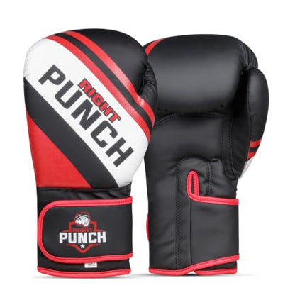 Boxing Gloves for Men & Women – Faux Leather Muay Thai, Kickboxing, MMA & Sparring Gloves – Training Heavy Bag Gloves with Secure Wrist Strap & Thumb Lock – 2 4 6 8 10 12 14 16oz - color: RED/BLACK, size: 10 OZ