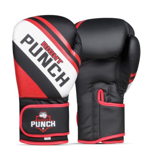 Boxing Gloves for Men & Women – Faux Leather Muay Thai, Kickboxing, MMA & Sparring Gloves – Training Heavy Bag Gloves with Secure Wrist Strap & Thumb Lock – 2 4 6 8 10 12 14 16oz - color: RED/BLACK, size: 12 OZ