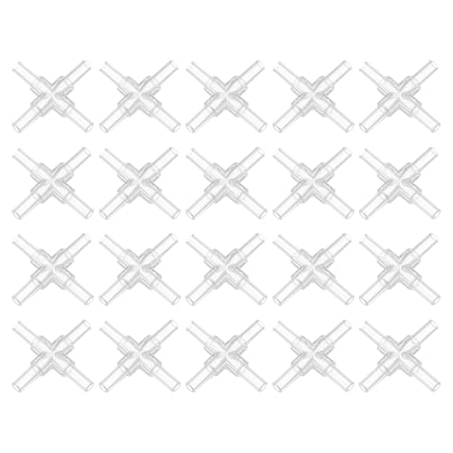 uxcell 20Pcs Aquarium Air Valve Connector Non-Return Valves for 4mm Clear | Plastic Inline Tubing L-shaped, Fish Tank Pond Air Line, ID Airline Tubing
