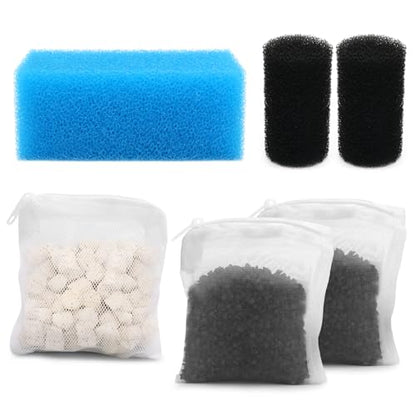 Aquarium Media Maintenance Kit Replacement for Fluval AC30 Power Filter | Includes 1 Blue Foam Filters, 2 Intake Strainer Sponge,1Pack Ceramic Rings and 2 Pack Activated Carbon