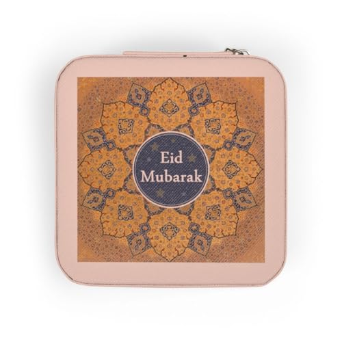 3dRose Eid Mubarak in Gold Mandala - Happy Eid Wishes - Islam Muslim holiday Jewelry Travel Case Pink